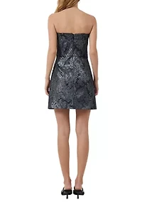 Floral Jacquard Metallic Strapless Dress