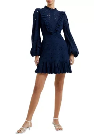 Long Sleeve Anglaise Mini Dress