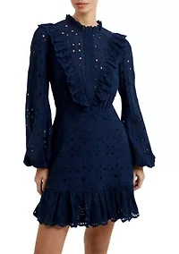 Long Sleeve Anglaise Mini Dress