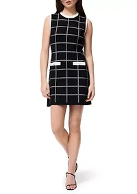 Check Sleeveless Crew Dress