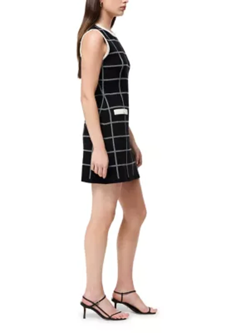 Check Sleeveless Crew Dress