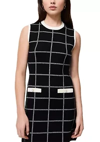 Check Sleeveless Crew Dress