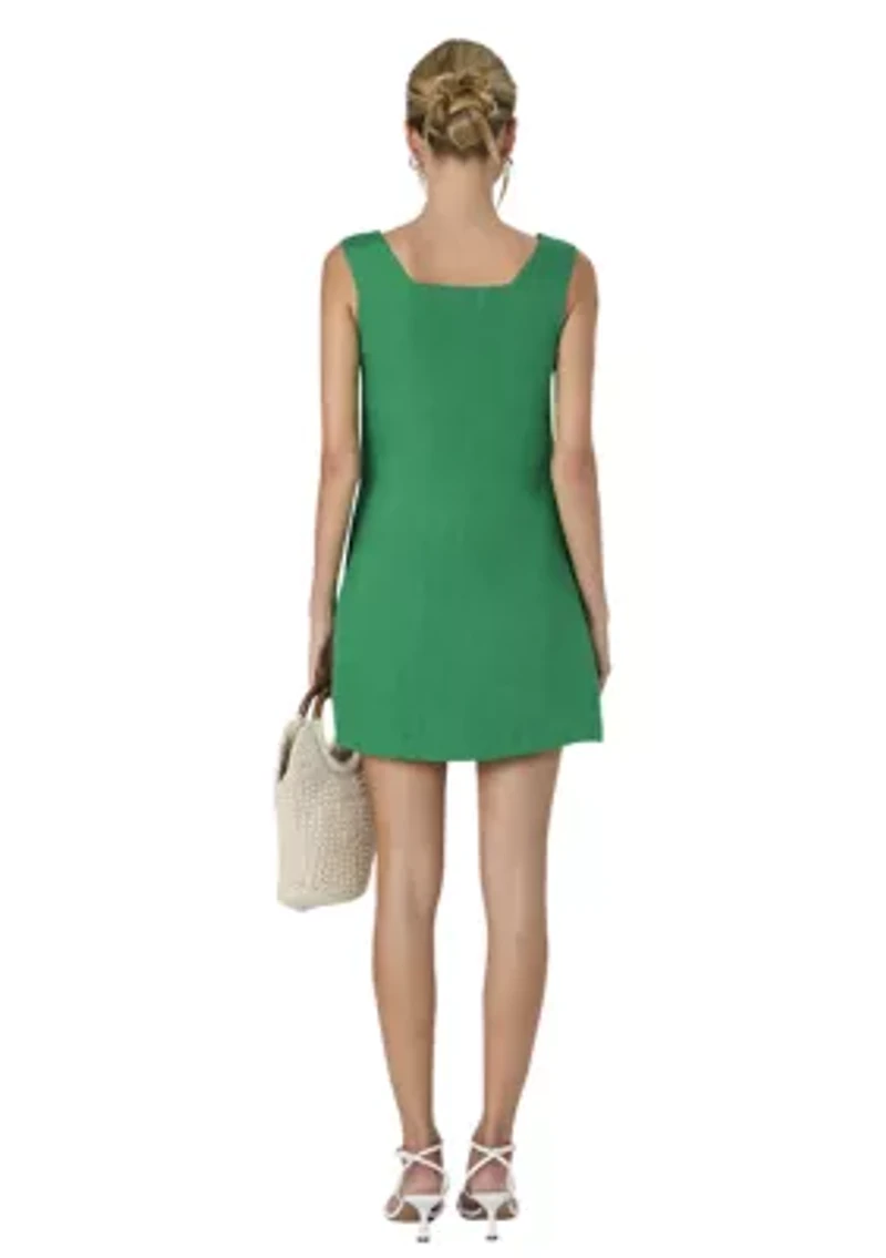 Birdie Linen Square Neck Dress