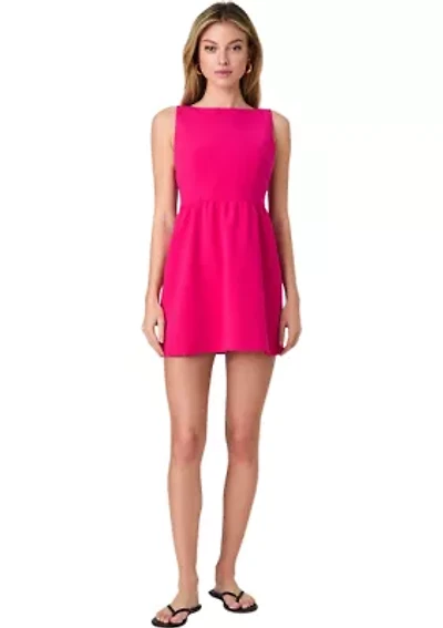 Whisper Boat Neck Notch Mini Dress
