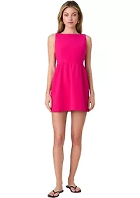Whisper Boat Neck Notch Mini Dress