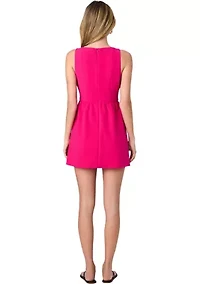 Whisper Boat Neck Notch Mini Dress