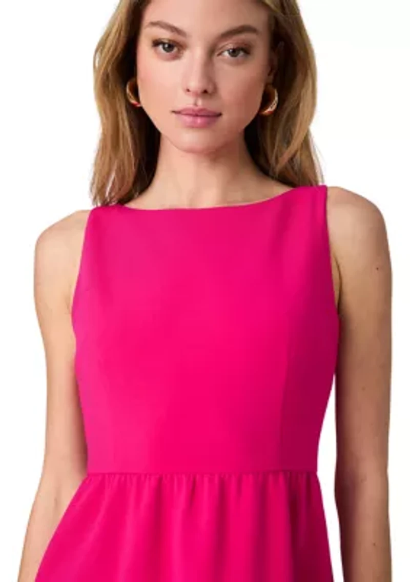 Whisper Boat Neck Notch Mini Dress