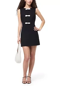 Azra Twill Short Sleeve Bow Mini Dress