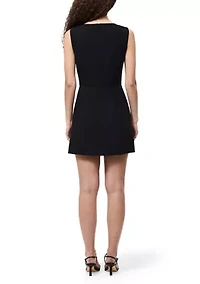 Azra Twill Short Sleeve Bow Mini Dress