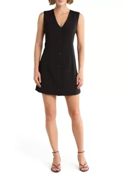 V-Neck Button Down Sleeveless Dress