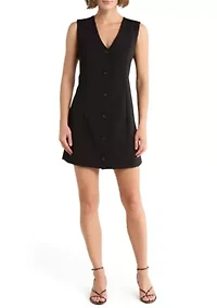 V-Neck Button Down Sleeveless Dress