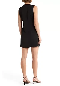 V-Neck Button Down Sleeveless Dress