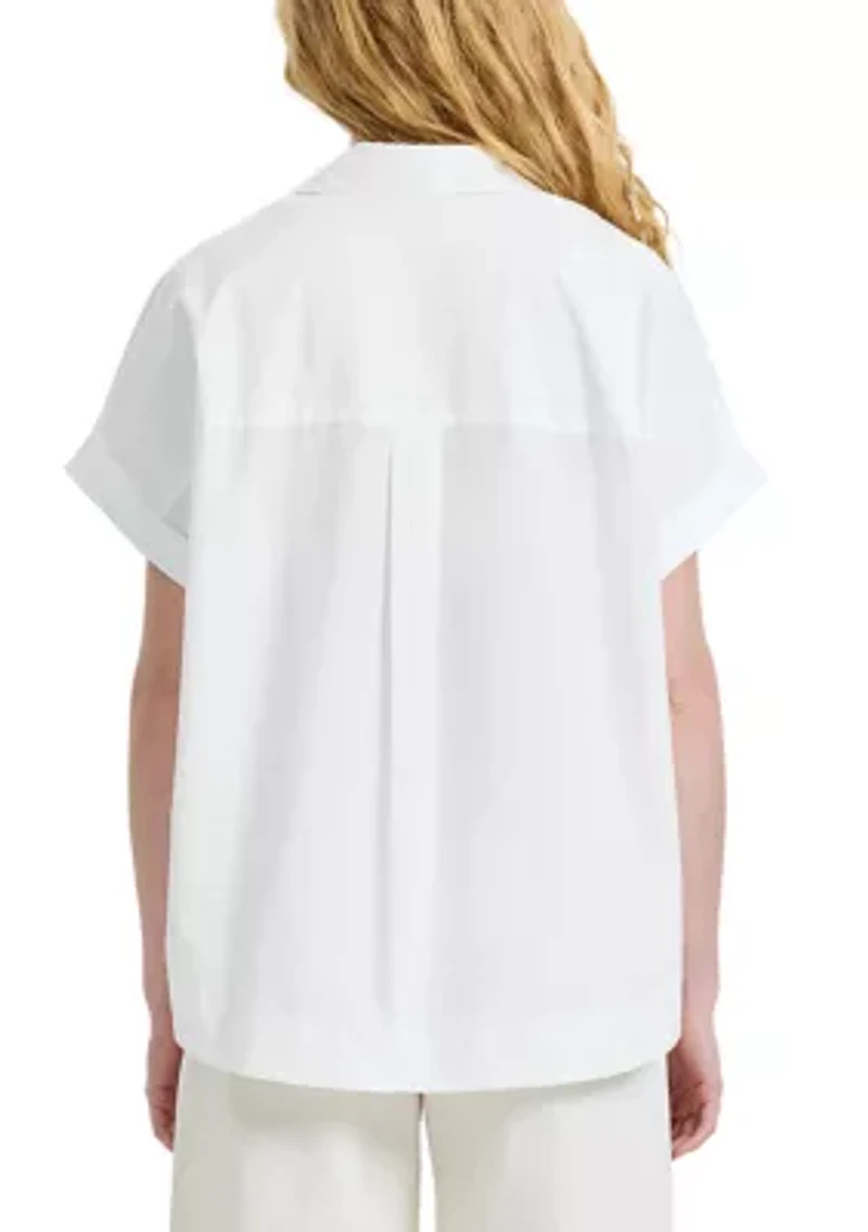 Poplin Collar Short Sleeve Shirt