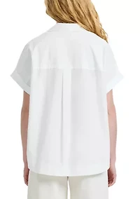 Poplin Collar Short Sleeve Shirt