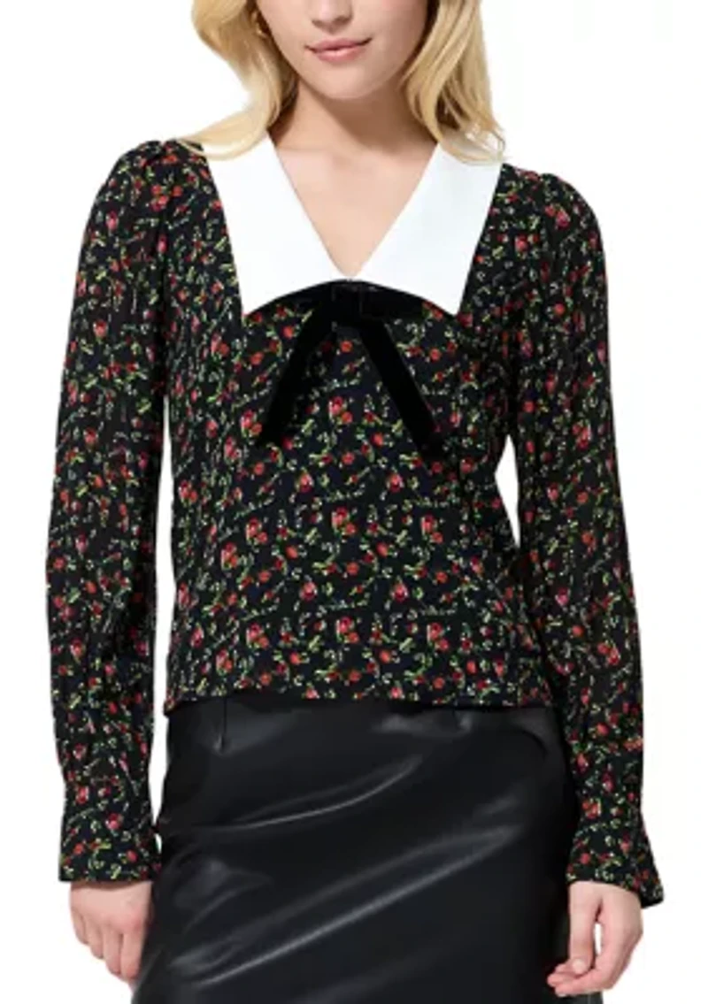 Yasmin Crepe Collared Top