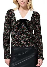 Yasmin Crepe Collared Top