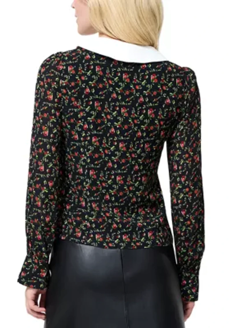 Yasmin Crepe Collared Top
