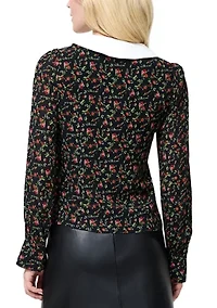 Yasmin Crepe Collared Top