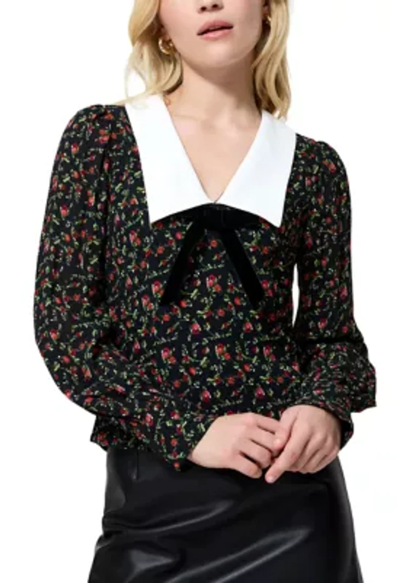 Yasmin Crepe Collared Top