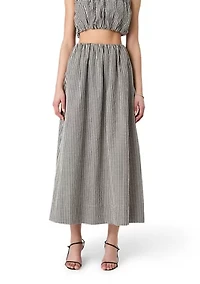 Gingham Ruched Midi Skirt