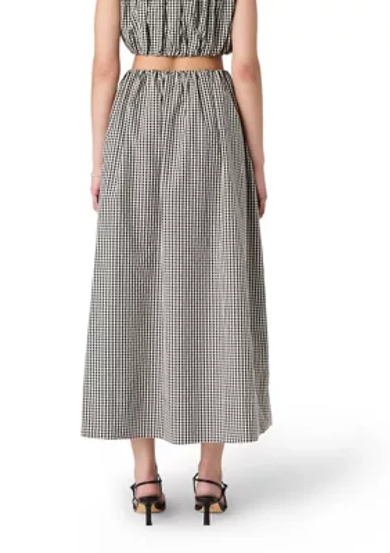 Gingham Ruched Midi Skirt