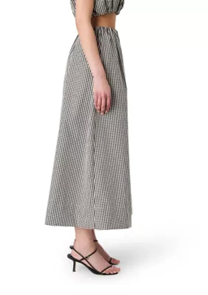 Gingham Ruched Midi Skirt