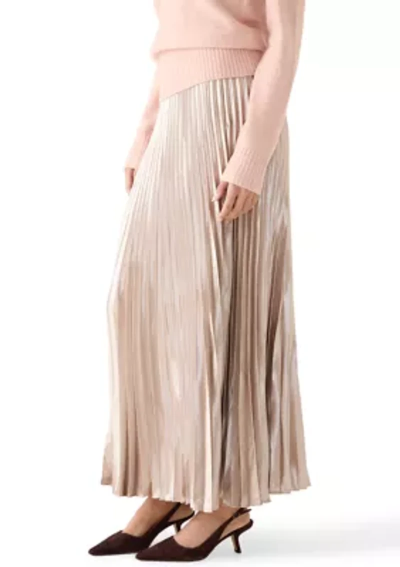 Marielle Metallic Satin Maxi Skirt