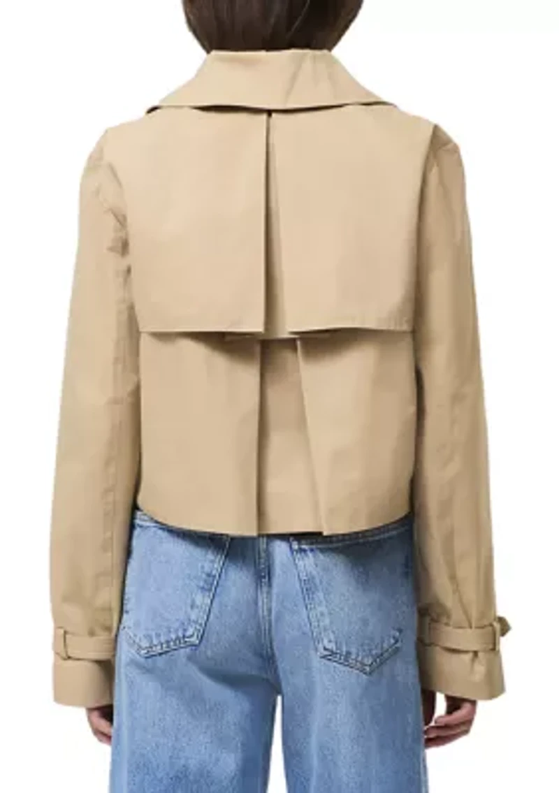 Cotton Twill Cropped Trench Jacket