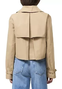 Cotton Twill Cropped Trench Jacket