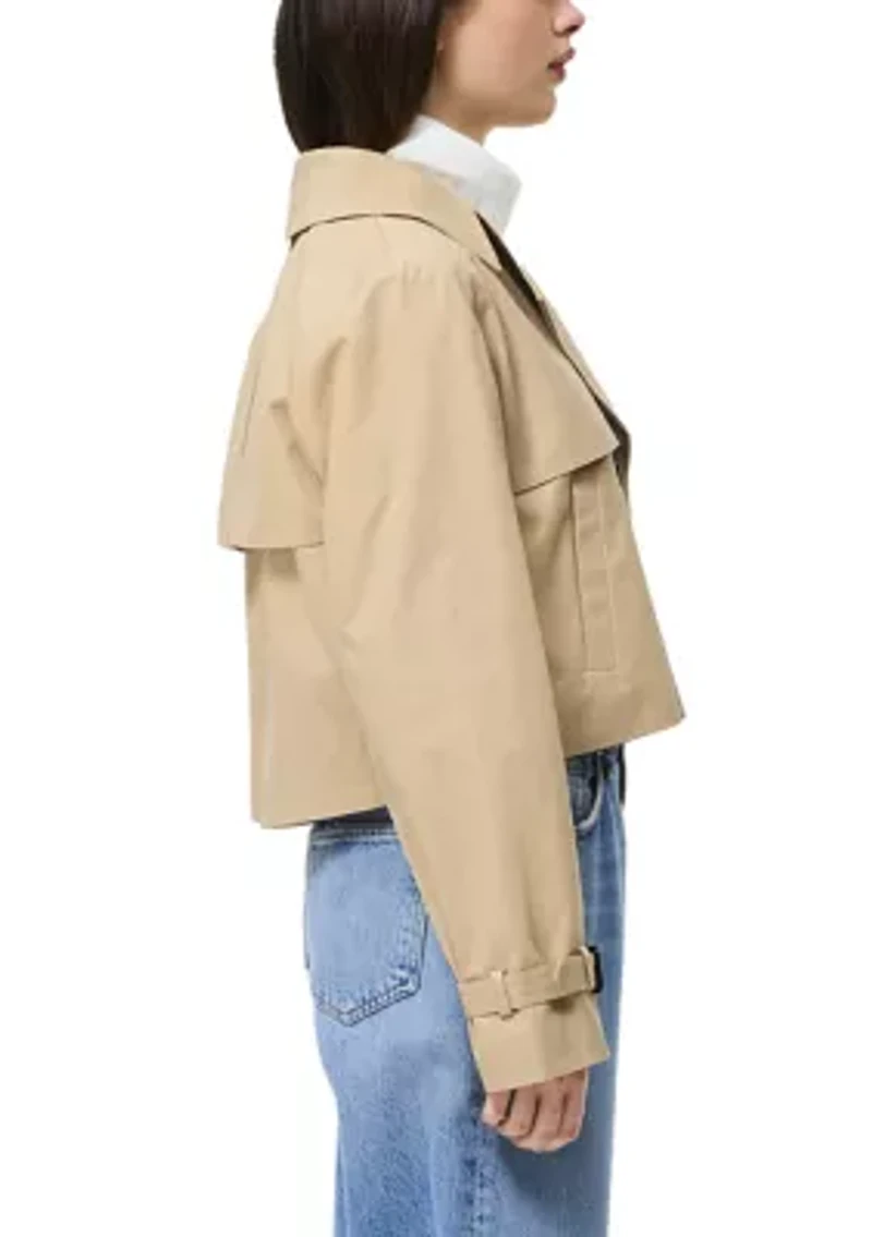Cotton Twill Cropped Trench Jacket