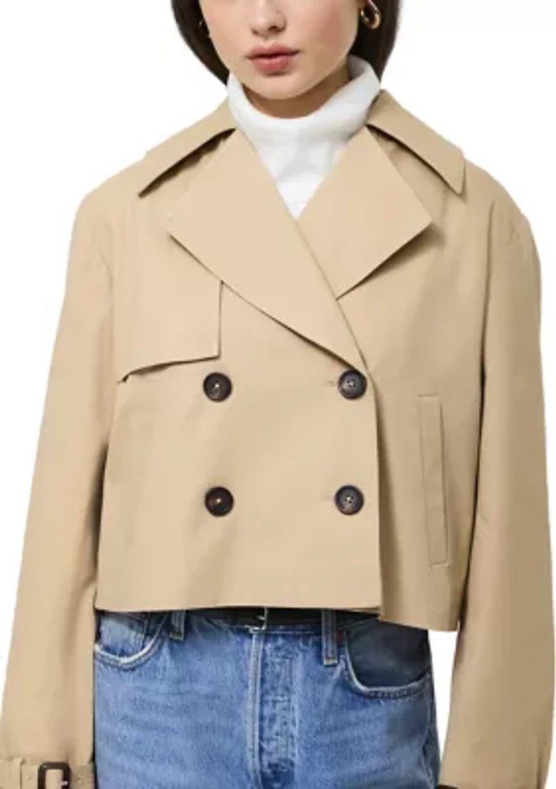Cotton Twill Cropped Trench Jacket