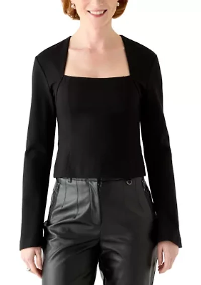 Cleo Ponte Knit Long Sleeve Fitted Top