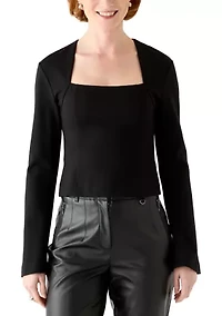 Cleo Ponte Knit Long Sleeve Fitted Top