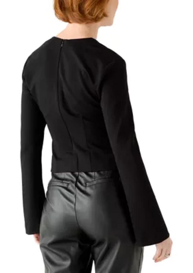 Cleo Ponte Knit Long Sleeve Fitted Top