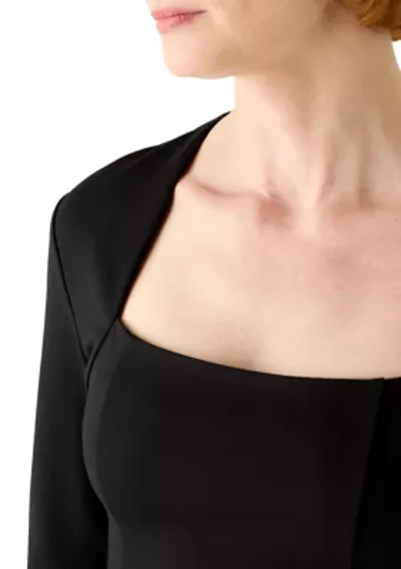 Cleo Ponte Knit Long Sleeve Fitted Top