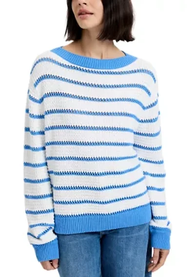 Teddy Knit Open Stripe Sweater