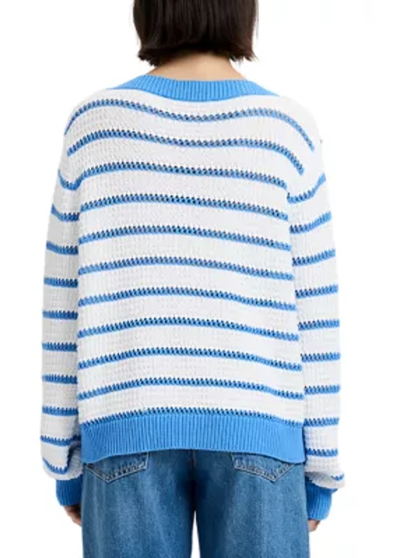 Teddy Knit Open Stripe Sweater