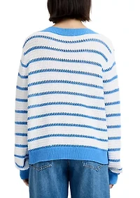 Teddy Knit Open Stripe Sweater