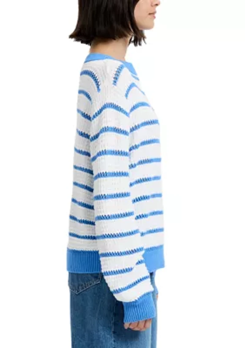 Teddy Knit Open Stripe Sweater