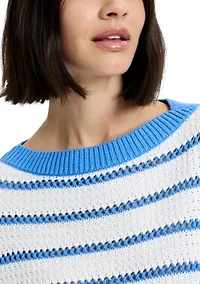 Teddy Knit Open Stripe Sweater