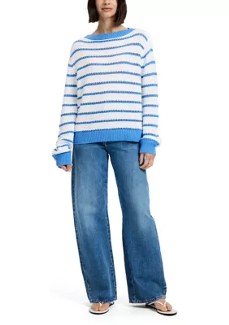 Teddy Knit Open Stripe Sweater