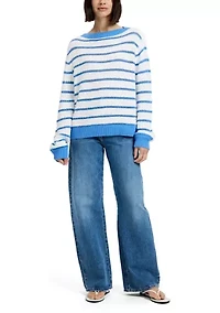 Teddy Knit Open Stripe Sweater