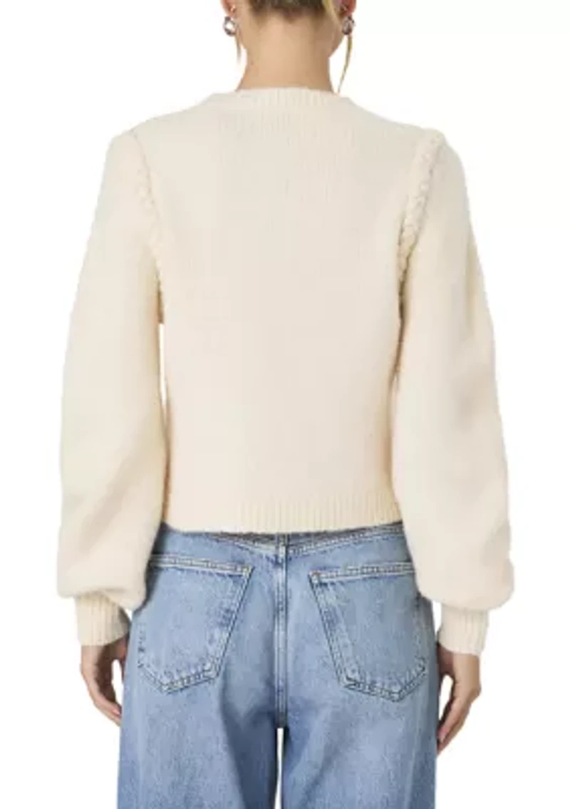 Fluffy Knit Braided Long Sleeve Jumper
