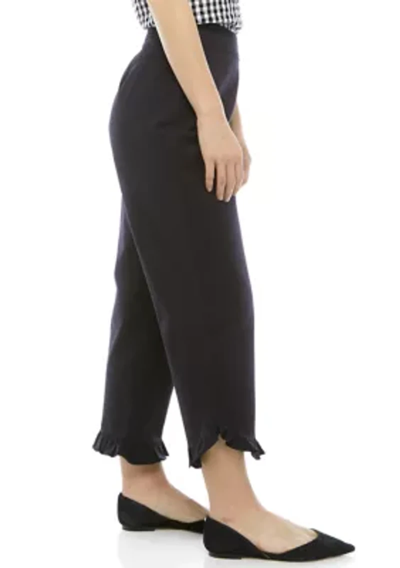 Petite Ruffle Trim Capri Pants