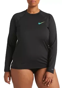 Plus Solid Long Sleeve Swim Hydroguard Top