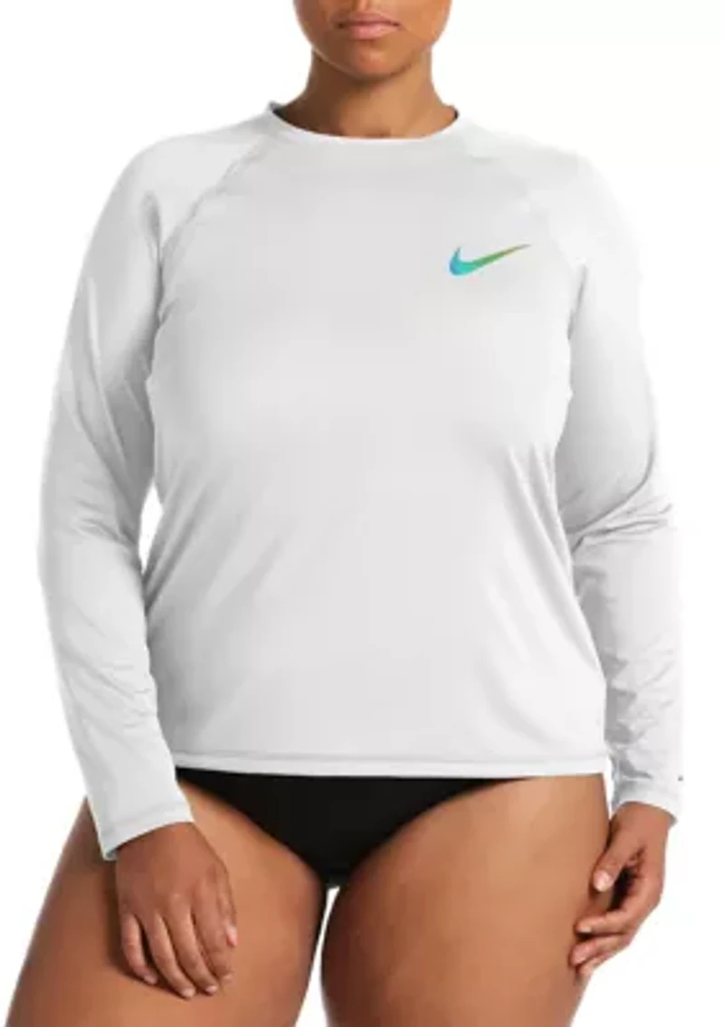 Plus Solid Long Sleeve Swim Hydroguard Top