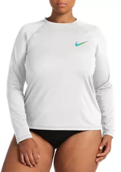 Plus Solid Long Sleeve Swim Hydroguard Top