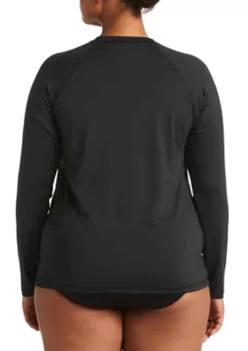 Plus Solid Long Sleeve Swim Hydroguard Top