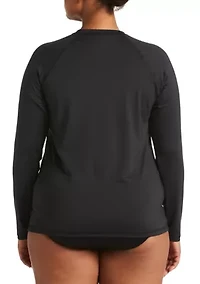 Plus Solid Long Sleeve Swim Hydroguard Top