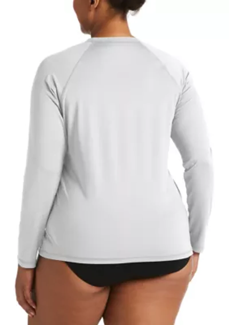 Plus Solid Long Sleeve Swim Hydroguard Top